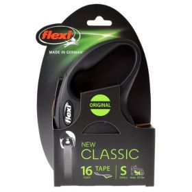 Flexi New Classic Retractable Tape Leash - Black - Small - 16' Lead (Pets up to 33 lbs)