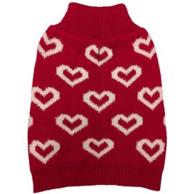 Fashion Pet All Over Hearts Dog Sweater Red