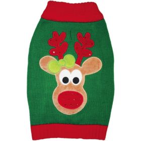 Fashion Pet Green Reindeer Dog Sweater