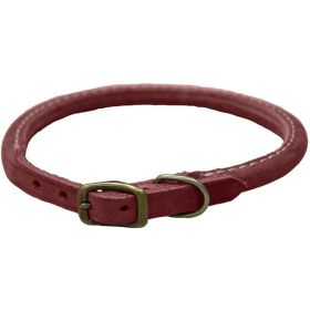 Circle T Rustic Leather Dog Collar - Brick Red