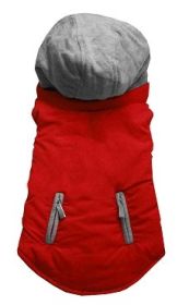 Red Plain Reversible Pet Coat (Size: Large)