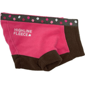 Highline Fleece Dog Coat - Pink and Brown with Polka Dots (Size: 10)