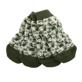 Non-Skid Dog Socks - Green Camo (Size: Small)