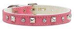 "Just the Basics" Crystal and Pyramid Collars (Color: Pink, Size: 10)