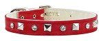 "Just the Basics" Crystal and Pyramid Collars (Color: Red, Size: 10)