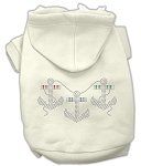 Cream Rhinestone Anchors Hoodies (Size: Large)