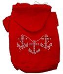 Red Rhinestone Anchors Hoodies (Size: Large)