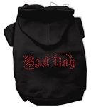 Black Bad Dog Rhinestone Hoodies (Size: Large)