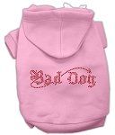 Pink Bad Dog Rhinestone Hoodies (Size: Large)