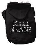 Black It's All About Me Rhinestone Hoodies (Size: Large)