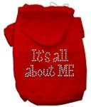 Red It's All About Me Rhinestone Hoodies (Size: Large)