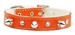 "Just the Basics" Crystal and Spike Collars (Color: Orange, Size: 10)