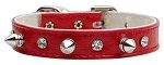 "Just the Basics" Crystal and Spike Collars (Color: Red, Size: 10)