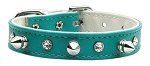 "Just the Basics" Crystal and Spike Collars (Color: Turquoise, Size: 10)