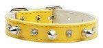 "Just the Basics" Crystal and Spike Collars (Color: Yellow, Size: 10)