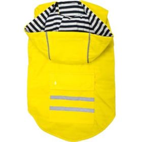 Slicker Raincoat with Striped Lining - Yellow (Size: Small)