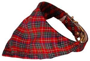 Red Plaid Bandana Collars (Color: Red, Size: 12)