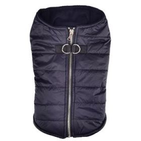 Zip-up Dog Puffer Vest - Black (Size: Small)