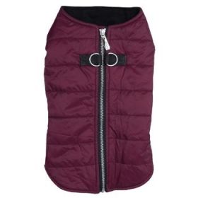 Zip-up Dog Puffer Vest - Burgundy (Size: Small)