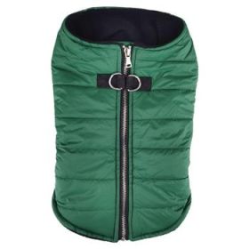 Zip-up Dog Puffer Vest - Dark Green (Size: Small)